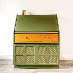 Nathan bureau in green with copper chevron design