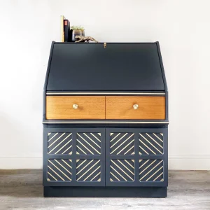 Nathan bureau in midnight blue with gold chevrons